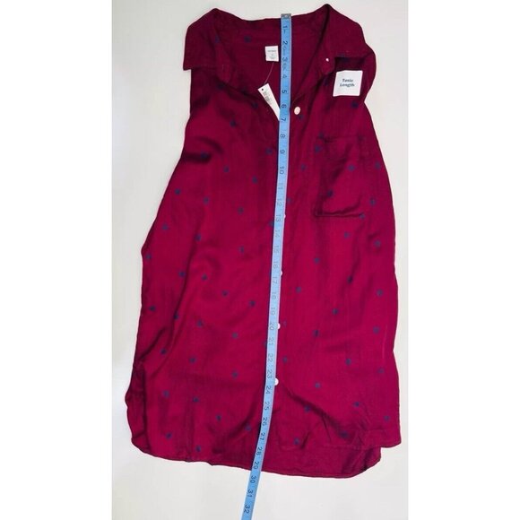 Old Navy Women's Polka Dots Long Sleeve Shirt Size Small Red Button Up New - Picture 3 of 8